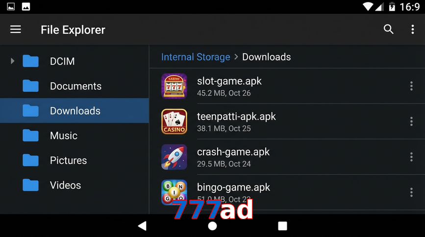 Main screen of 777Ad gameapk page for PK players